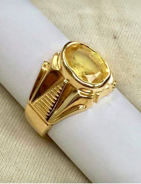 Guru Ring Design For Men, Mens Index Finger Ring, Jamindar Gold Rings For Men, Yellow Stone Ring Men, Pukhraj Stone Ring Design Gold Men, Pukhraj Ring Design Men, Antique Mens Rings Gold, Yellow Sapphire Ring Men Design, Stone Ring Design Gold Men