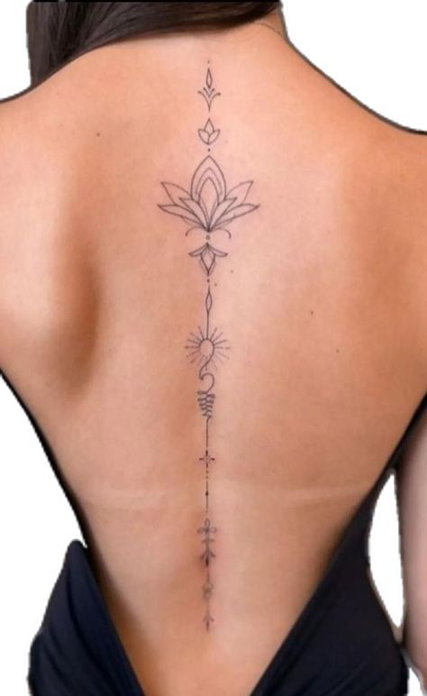 Feminine Back Tattoos, Flower Spine Tattoos, Tato Minimal, Hippie Tattoo, Tattoos For Women Flowers, Muster Tattoos, Writing Tattoos, Petite Tattoos, Spine Tattoos For Women