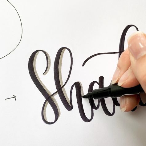 Add Shadows to Lettering – Kelly Creates Shading Letters Hand Drawn, Drop Shadow Lettering Alphabet, How To Shadow Letters Alphabet, Adding Shadows To Lettering, Letter Shadowing Alphabet, How To Shade Lettering, How To Add Shadow To Letters, Calligraphy Alphabet Shadow, How To Shadow Letters