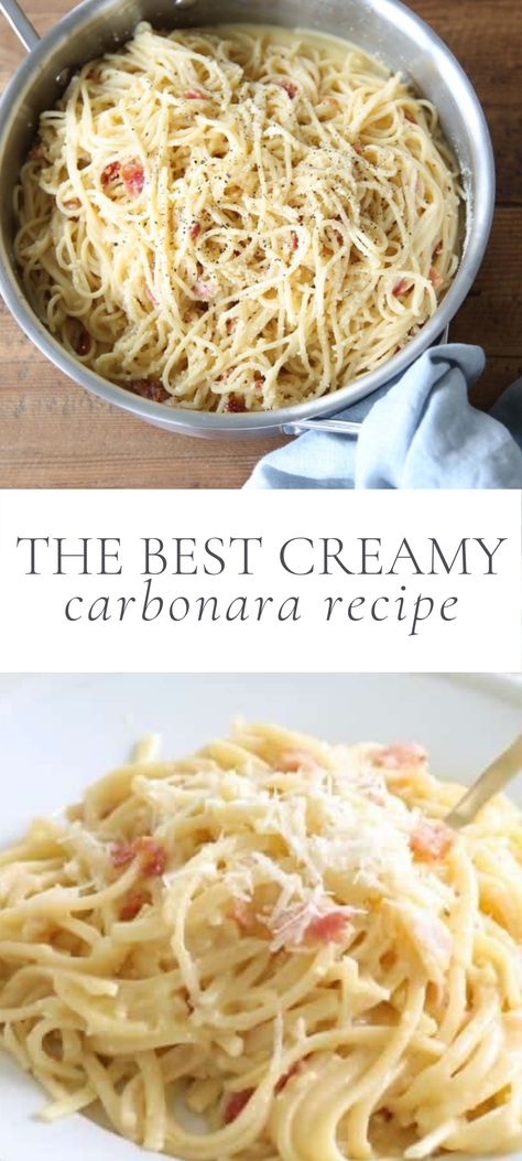 Easy Spaghetti Carbonara Recipe, Cream Carbonara Recipe, Carbonara Pasta With Cream, Carbonara Pasta Without Eggs, Carbonara Pasta With Sausage, The Best Carbonara Recipe, Easy Carbanerra Pasta, Caesar Linguine Carbonara, Spaghetti Carbonara Creamy