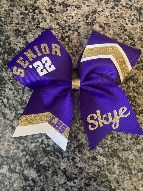 Custom Senior cheer bow Senior Cheer Bow Ideas, High School Cheer Bows, Senior Bows Cheerleading, Cheer Bow Ideas High Schools, Cheer Bow Designs, Cheer Bows Ideas, Cheer Bow Ideas, Senior Bows, Senior Cheer Bows