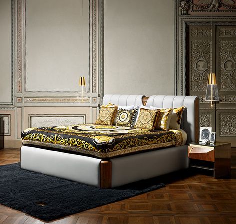 VERSACE HOME COLLECTIONS | VERSACE US Versace Furniture, Furniture Wallpaper, Greek City, Canopy Bed Frame, Bed Design Modern, Luxury Modern Furniture, Versace Home, Bad Design, Elegant Furniture