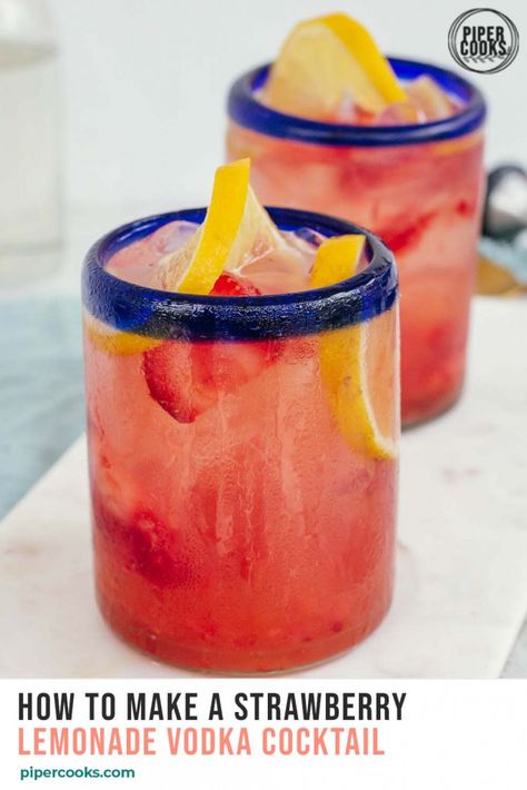 Strawberry Vodka Drinks, Lemonade With Lemon Juice, Strawberry Pink Lemonade, Lemon Vodka Drinks, Lemon Margarita, Homemade Strawberry Lemonade, Flavored Margaritas, Citrus Vodka, Lemon Vodka