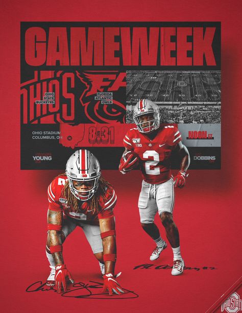 Ohio State Football on Twitter: "Only a few more days until our season opener. Who's ready for some Ohio State football?  #GoBucks  #ToughLove… " Ohio State Football Graphics, Lacrosse Graphics, College Football Graphics, Matchday Graphics, Game Day Graphics, Football Marketing, Nfl Poster, Game Day Quotes, Sport Graphics