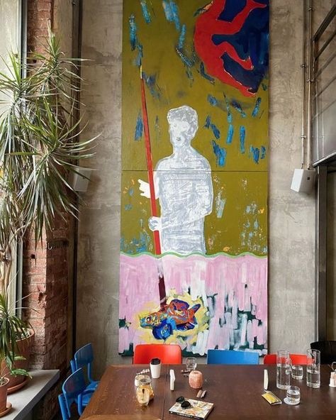 Large Painting In Dining Room, Interior Design Course, Eccentric Decor, Large Paintings, Quirky Home, Kunst Inspiration, Modern Restaurant, Design Course, Design Living Room