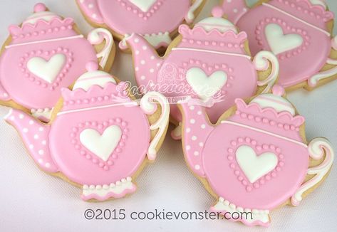 Baby Tea Party, Tea Party Cookies, Tea Cup Cookies, Pink Tea Party, Super Cookies, Teapot Cake, Pot Cookies, Teapot Cookies, Baby Tea