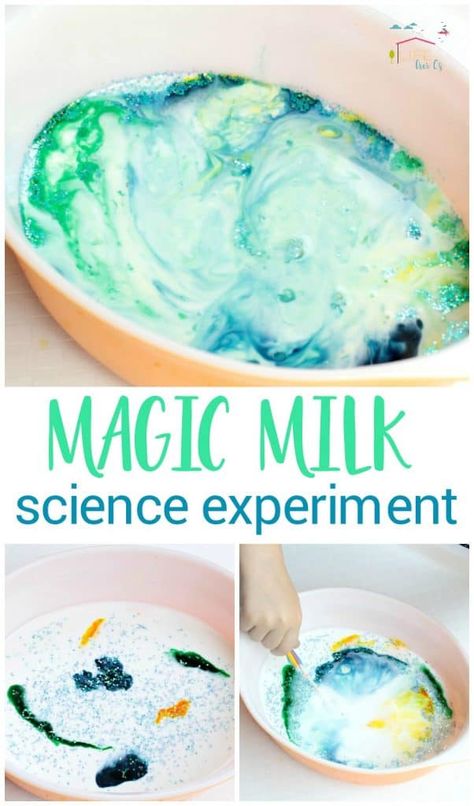 Simple Science Activities, Animal Science Activities, Sensory Corner, Science Corner, Milk Science Experiment, Chemical Bonds, Magic Science, Magic Milk, Farm Animals Activities