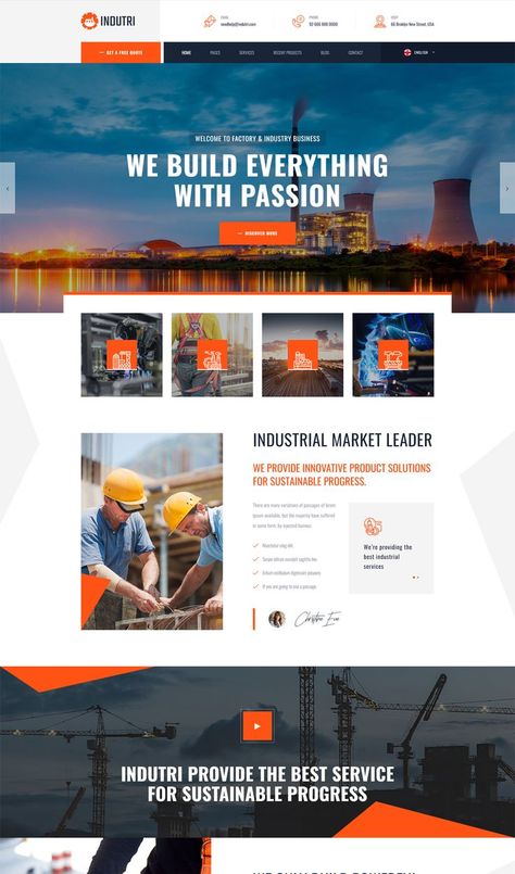 Industry & Factory Business HTML Template Manufacturing Website Design, Industrial Website Design, Corporate Website Design, Business Website Templates, Creative Design Agency, Corporate Website, Html5 Templates, Template Site, Company Website