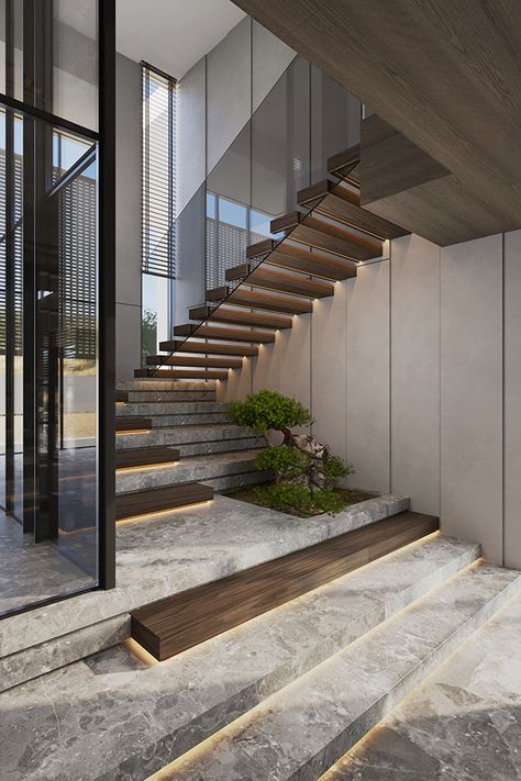 Private house in Tallin on Behance Modern Stairs Design Luxury Stairways, درابزين السلم, Luxury Stairs, Staircase Interior Design, Luxury Staircase, Staircase Design Modern, Stairs Design Interior, Escalier Design, Stairway Design