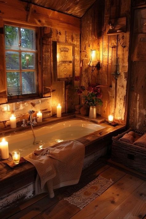 Bring the Outdoors In: Rustic Bathroom Ideas with Natural Elements in 2024 Cozy Cabin Bathroom, Cabin Shower Ideas, Log House Bathroom, Bloxburg Vintage, Rustic Cabin Bathroom, Forest Bathroom, Bathroom Vibes, Earthy Bathroom, Cordwood Homes