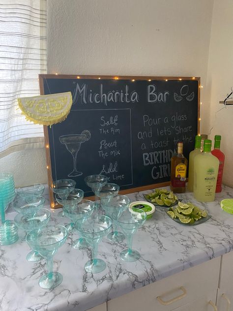 Margherita bar 
Birthday party decor 
Birthday party bar 
Party bar decor 
Party decor 
Chalkboard Margarita Table Party Ideas, Margaritas For A Party, Margarita Party Ideas Birthday, Marg Bar Party, Birthday Bar Ideas Alcohol, Diy Tequila Bar, Margaritas Bar Ideas, Margarita For Party, Margarita Set Up