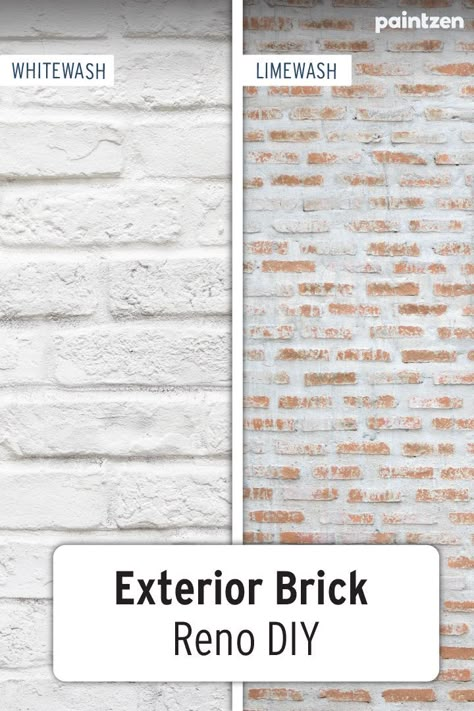 Whitewash Yellow Brick Exterior, Outdoor Brick Home Remodel, Limewash Outdoor Brick, Whitewash Brick Exterior With Siding, Whitewash Brick Before And After, Whitewash Brick House Before And After, Lime Wash Orange Brick Exterior, White Washed Brick Home Exterior, How To Whitewash Exterior Brick