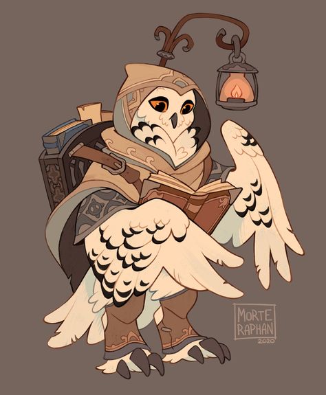 Falconer Character Design, Cute Owlbear, Owlin Character Design, Owlin Dnd Art, Aarakocra Character Design, Dnd Animal Characters, Dnd Birdfolk, Owlfolk Dnd, Owl Human Hybrid