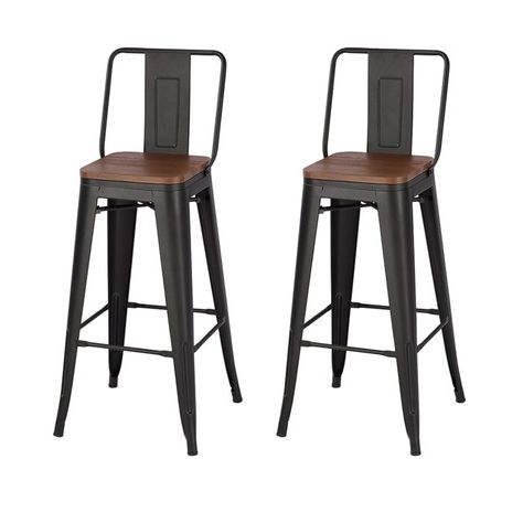 Borough Wharf Mccullough 76cm Bar Stool | Wayfair.co.uk Wood Breakfast Bar, Modern Kitchen Furniture, Iron Chairs, High Bar Stools, Breakfast Bar Stools, Industrial Bar Stools, High Iron, Iron Chair, Metal Stool