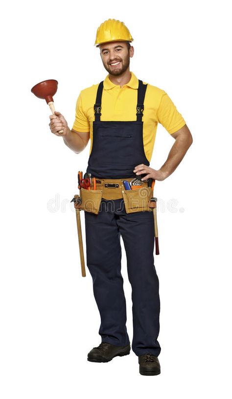 Plumber ready for work. Caucasian smiling plumber isolated on white background , #Ad, #work, #Caucasian, #Plumber, #ready, #smiling #ad Plumber Costume, Make Your Own Meme, Mystery Party, White Background Photo, Guy Pictures, Photoshop Design, Photo Library, Design Graphique, Diy Costumes