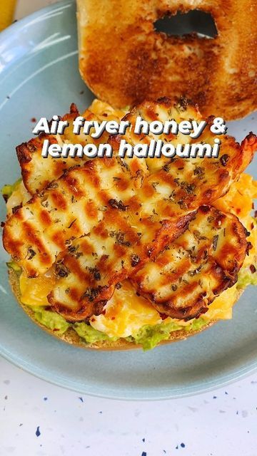 Emily Scott | Breakfast Ideas on Instagram: "AIR FRYER HONEY & LEMON HALLOUMI 🍋🍯 🧀. Cooking the squeaky cheese in the air fryer is so easy and it makes it really crispy on the outside 😍. PLUS you can still get the beautiful grill lines by using my trick of slicing the halloumi with a crinkle knife - I've been doing it for years now & it never fails! If you know, you know 😏. The honey & lemon sounds like a cold remedy, but the sweet & citrus flavours work so well with the salty halloumi 👌. Haloumi Recipes Air Fryer, Air Fryer Halloumi, Airfryer Breakfast, Haloumi Recipes, Haloumi Cheese, Cold Remedy, Halloumi Cheese, Emily Scott, Sweet Citrus