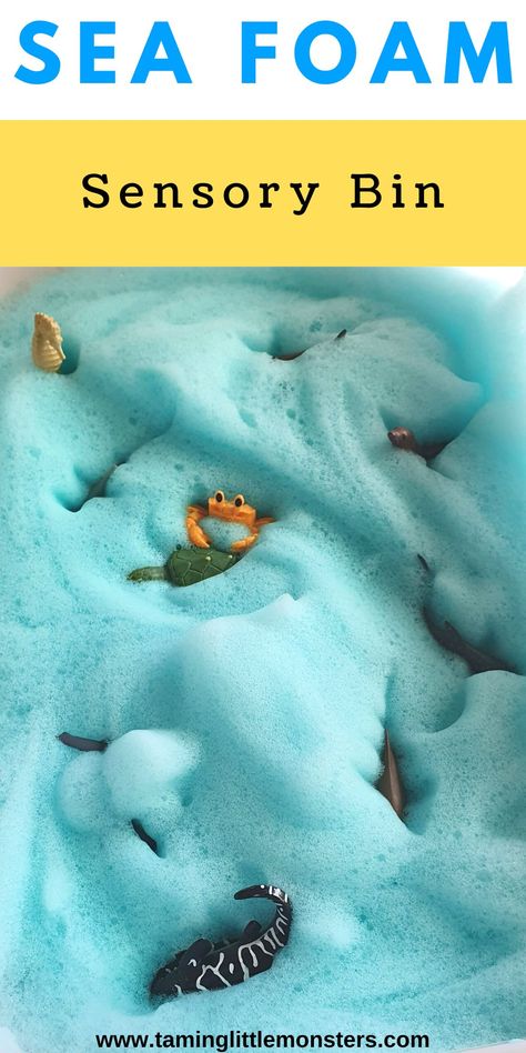 Sea Foam Sensory Bin, Ocean Sensory Bin Preschool, Under The Sea Eyfs Tuff Tray, Sea Animal Toddler Activities, Noah Ark Sensory Bin, Underwater Sensory Bin, Ocean Theme Sensory Play, Ocean Animals Toddler Activities, Aquarium Sensory Bin