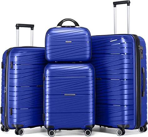 LARVENDER Luggage Sets, Luggage 4 Piece Set, Expandable Luggage Set Clearance for Women Suitcsases with Spinner Wheels Hardside Luggage with TSA Lock (Klein Blue) Suitcase Sets, Purple Luggage, Premium Luggage, Hardside Luggage Sets, Stylish Luggage, Lightweight Luggage, Hardside Luggage, Best Luggage, Suitcase Set