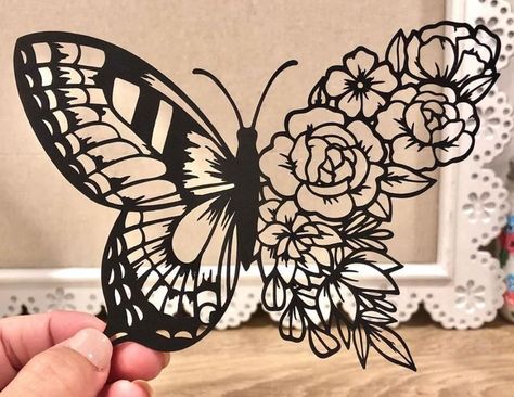 Half butterfly half flowers tattoo inspiration based on paper art sculpture Half Butterfly Half Flower Painting, Butterfly Floral Tattoo, Butterfly Half Flower Tattoo, Half Butterfly Half Flower Tattoo, Half Flower Tattoo, Tattoos Butterflies, Larkspur Tattoo, Butterfly With Flowers, Half Butterfly