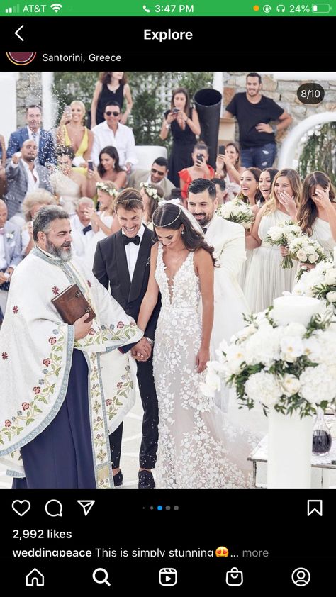 Greek Wedding Theme, Island Wedding Dresses, Greek Wedding Dresses, Greek Islands Wedding, Mykonos Wedding, Lost In Love, Destination Wedding Ideas, Mediterranean Wedding, Orthodox Wedding