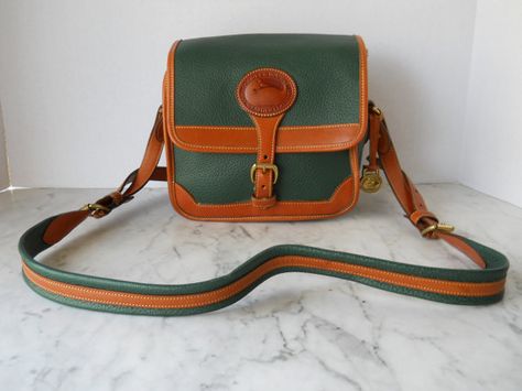 Dooney and Bourke Surrey Cross Body Bag // Small British Green AWL With British Tan Trim Dooney And Bourke Handbags, Dooney And Burke, Vintage Dooney And Bourke, Tan Trim, Dooney And Bourke, Dooney & Bourke Bags, Virtual Closet, Dooney & Bourke, Green Bag