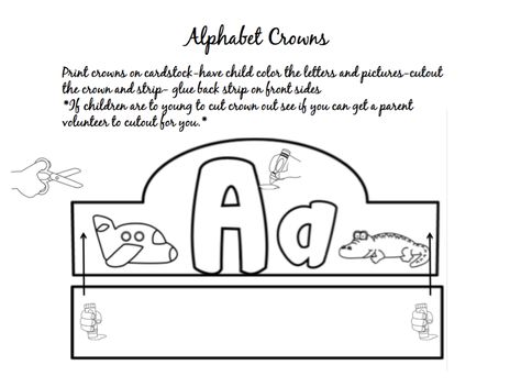 Alphabet Crowns ~ Preschool Printables Parent Volunteers, Crown Print, Preschool Printables, The Crown, Abc, Preschool, Card Stock, Alphabet, Crown