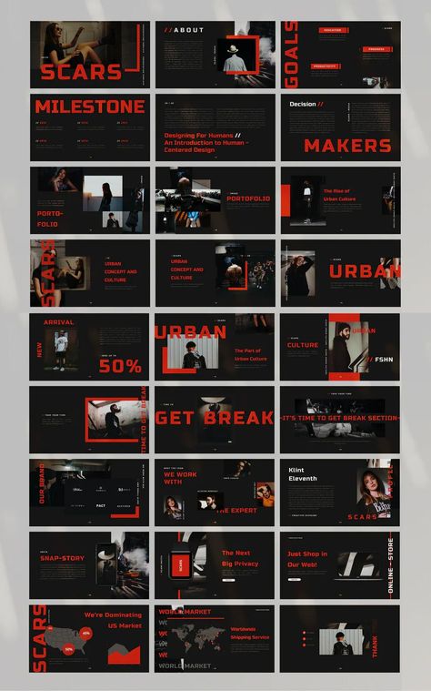 presentation design Edgy Presentation Design, Black Presentation Design, Dark Presentation Design, Cool Presentation Design, Slide Show Design, Design Presentation Ideas, Slide Presentation Design, Typography Presentation, Presentation Design Ideas