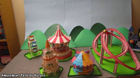 Project: Papercraft Amusement Park! - PAPER CRAFTS, SCRAPBOOKING & ATCs (ARTIST TRADING CARDS) Toy Race Track, Circus Crafts, Parc D'attraction, Water Cycle, Simple Machines, Stem Projects, Scientific Method, Middle School Science, Paper Crafts Diy Tutorials