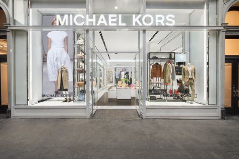 Michael Kors Store Michael Kors Store, Window Display Design, Michael Kors Fashion, Shop Window Design, Display Furniture, Shop Organization, Shop Front Design, Shop Front, Shop Window Displays