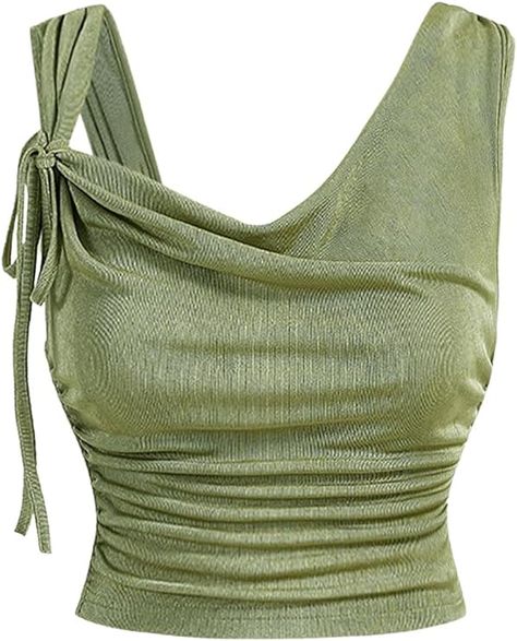 Link in pin. Floerns Women's Plus Size Asymmetrical Neck Draped Tie Front Ruched Crop Tank Top. Cowl Dresses, Cowl Dress, Y2k Outfits, Plus Size Tank Tops, Crop Tank Top, Tank Top Cami, Vest Top, Sleeveless Tank Top, Cropped Tank Top