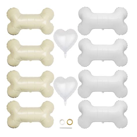 PRICES MAY VARY. Package& Size: Totally 10pcs balloons are in one package includes 4pcs white dog bone balloons, 4pcs gray dog balloons and 2pcs heart balloons , 2 roll of ribbon and a straw are in one package. Enough quantity to meet your decoration needs. Each bone balloon measures about 30*15.7in/75*40cm High-quality Material: Crafted from sturdy aluminium film, these dog birthday party decorations balloons are long-lasting, self sealing design, reusable, and convenient for long-term storage. Bones Themed Party, Golden Doodle Birthday Party, Dog Themed Decorations, Dog Birthday Decorations, Dog Party Decorations, Dog Themed Birthday Party, Paw Party, Sealing Design, Dog Themed Parties