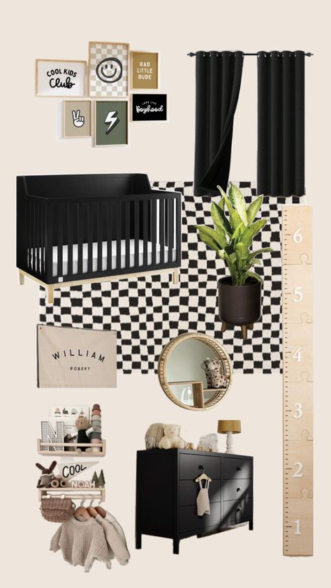 nursery | baby boy | rad lil dude | checkered | neutral Checkered Nursery, Nursery Baby Boy, Toddler Boy Room Decor, Kids Rooms Inspo, Big Boy Bedrooms, Baby Room Neutral, Baby Boy Room Decor, Toddler Boys Room, Nursery Room Design