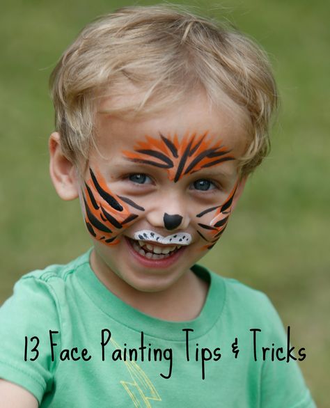 Follow these simple face painting tips and tricks and you’ll be painting like the pros. Check out these 13 easy tips and tricks to get you started: Tiger Face Painting Easy, Face Painting Tiger Easy, How To Paint A Tiger Face, Jungle Face Paint Kids, Kids Tiger Face Paint, Tiger Face Paint Easy, Face Painting Simple, Tiger Face Paint, Easy Face Painting Designs