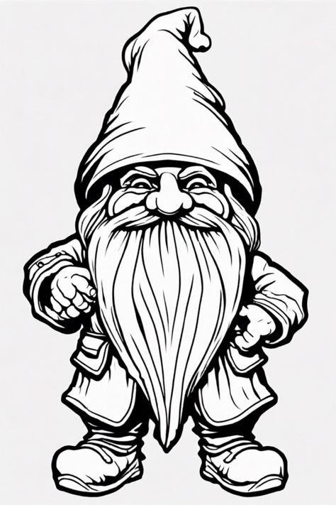 Dive into creativity with this adorable Gnome Adventure coloring page! Perfect for kids and adults alike, this page features a joyful gnome with a tall hat and cheeky boots, ready for a garden quest. Bring this whimsical scene to life with your colors and spark your imagination! Get lost in the charming details of this fun coloring project while enjoying quality time or relaxing as you color amidst the magic. Download now and enjoy hours of coloring fun! Xmas Silhouette, Gnomes Art, Gnome Coloring Pages, Chicken Coloring Pages, Strawberry Shortcake Coloring Pages, Personalized Coloring Book, Avengers Coloring Pages, Avengers Coloring, Tall Hat