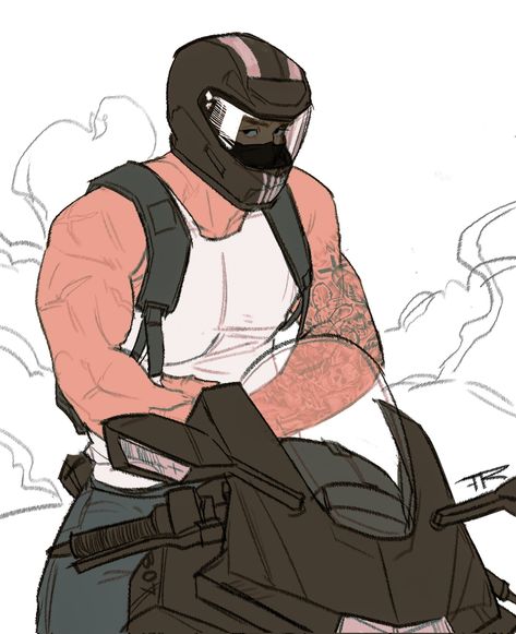 Biker Men Drawing, Motorcycle Guy Drawing, Character X Y/n, Biker Oc Art, Mage Aesthetic Outfits, Motorcycle Men Drawing, Biker Boy Drawing, Muscular Man Drawing Reference, Holding Helmet Pose