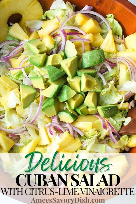 Dominican Avocado Salad, Iceberg Lettuce Salad Recipes, Iceberg Lettuce Salad, Banana Salad, Amazing Salads, Lettuce Salad Recipes, Lettuce Recipes, Pineapple Salad, Salad Inspiration