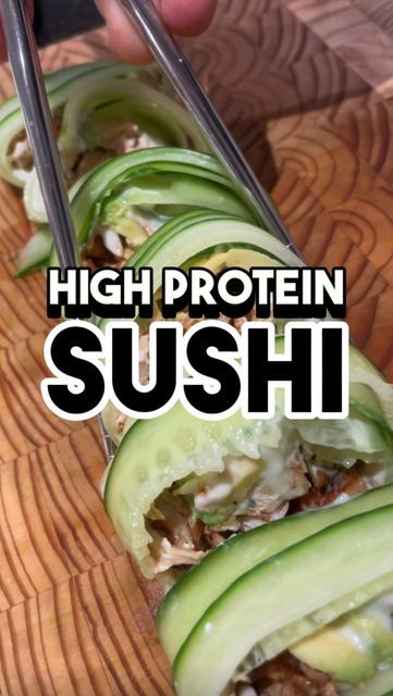 Low Calorie Sushi, Cucumber Sushi Rolls, Chicken Sushi, Healthy Sushi, Cucumber Sushi, Hemp Hearts, Carb Snacks, Spicy Mayo, Healthier Choices