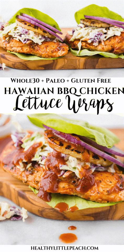 Ranch Coleslaw, Hawaiian Grilled Chicken, Chicken Hawaiian, Healthy Little Peach, Lettuce Wraps Healthy, Wallpaper Food, Hawaiian Bbq, Homemade Bbq Sauce, Lettuce Wrap Recipes