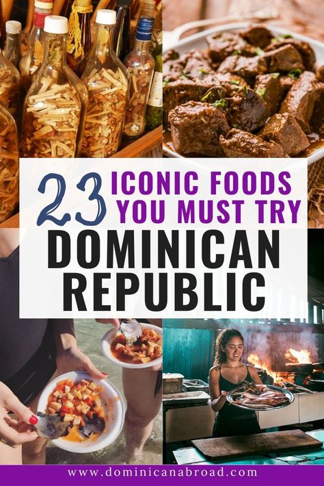 Dominican Republic is famed for its traditional cuisine which boasts flavorful dishes of cross cultural influences. Here is a round up of the top 23 best recipes and Dominican food to eat on your upcoming trip to the Dominican Republic. BONUS: We're including delicious Dominican drinks and cocktails too! Dominican Republic Drinks, Dominican Republic Food Dishes, Dominican Republic Traditional Food, Dominican Christmas Dinner, Dominican Republic Food Recipes, Dominican Republic Recipes, Dominican Drinks, Dominican Christmas, Dominican Republic Culture