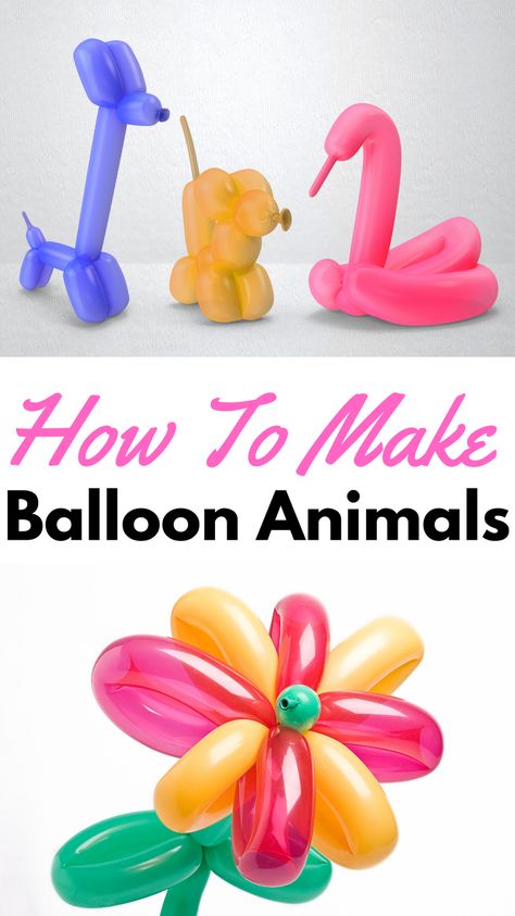 Balloon Modelling Easy, Diy Animal Balloons, How To Make A Balloon Animal Step By Step, Diy Balloon Twisting, How To Make Animal Balloons, How To Make Balloon Animals Easy, Cool Balloon Animals, Balloon Animal Instructions, Making Balloon Animals