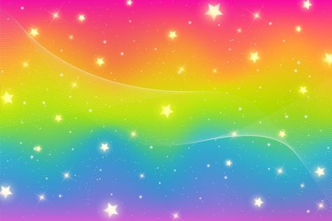 Rainbow Star Background, Rainbow Stars Aesthetic, Rainbow Background Aesthetic, Rainbow Glitter Background, Wavy Illustration, Rainbow Gradient Background, 2000s Background, Sparkle Texture, Rainbow Landscape