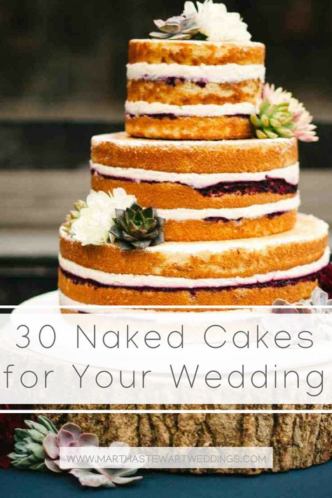 Wedding Cake No Frosting, No Cake Wedding Dessert, Bare Wedding Cake Ideas, Whole Foods Wedding Cake, Naked Cakes With Flowers, Three Teir Wedding Cake, Naked Cakes Wedding, Simple Naked Wedding Cake, 3 Tier Naked Wedding Cake