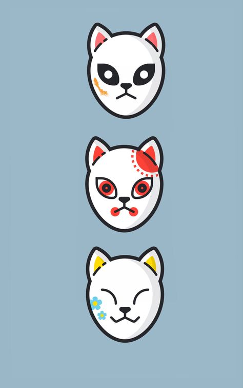 Demon Slayer Wallpaper Minimalist, Blue Fox Mask, Demon Slayer Fox Mask, Demon Slayer Minimalist, Sabito Mask, Demon Slayer Mask, Mask Wallpaper, Demon Slayer Wallpaper, Kawaii Cross Stitch