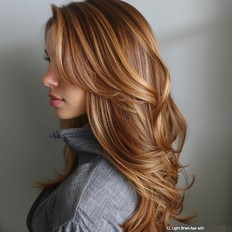 50 Eye-catching Light Brown Hair Color Ideas Honey Chestnut Hair Color, Brown With Honey Highlights, Ginger Blonde Hair, Light Brown Hair Color Ideas, Auburn Blonde Hair, Curl Iron, Brown Auburn Hair, Light Ash Brown Hair, Light Brown Hair Color