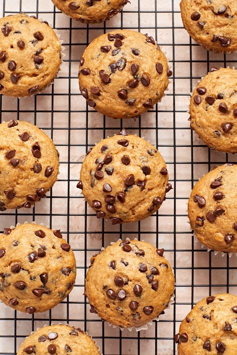 Dairy Free Chocolate Chip Muffins, Choclate Chip Muffins, Easy Chocolate Chip Muffin Recipe, Moist Muffin Recipe, Healthy Chocolate Chip Muffins, Chocolate Chip Muffins Easy, Choc Chip Muffins, Dairy Free Muffins, Mini Chocolate Chip Muffins