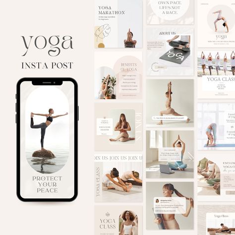 Yoga Instagram Post Templates | Yoga Teacher Wellness coach | Fitness Instagram Influencer Template | Yoga Social Media Posts Canva Template https://etsy.me/3HLJY7p #beige #white #instagramtemplates #posttemplate #instagrampost #instagraminfluencer #canvatemplate #inst Yoga Marketing, Yoga Instagram, Cover Icons, Post Yoga, Yoga Branding, Coach Instagram, Yoga Business, Black Watercolor, Desain Editorial