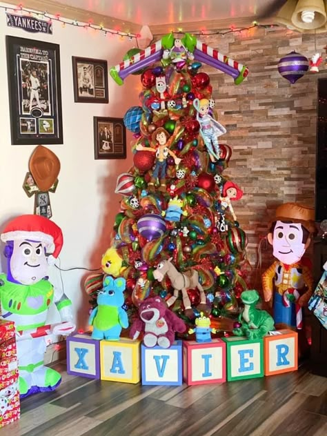 Toy Story Christmas Tree I had for my Grandson! Toy Story Christmas Tree, Disney Christmas Tree Theme, Toy Story Christmas, Snoopy Christmas Tree, Christmas Toy Story, Christmas Tree Village, Disney Christmas Decorations, Disney Christmas Tree, Luxury Christmas Tree