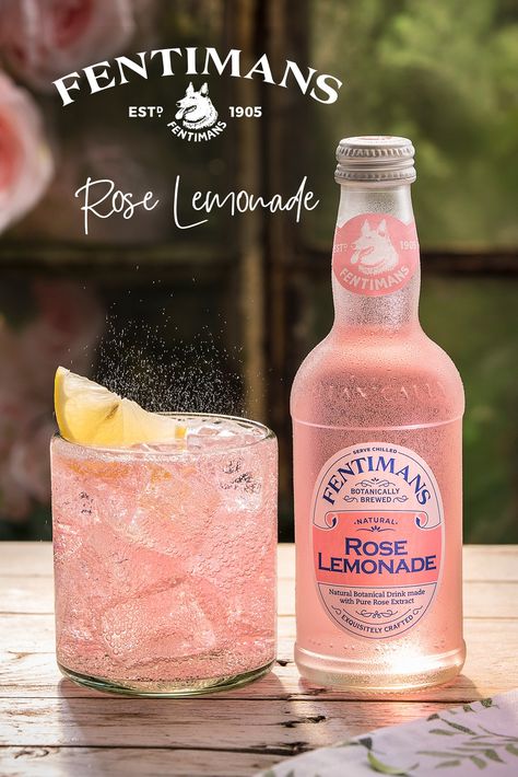 Our iconic Rose Lemonade is made with pure Otto rose oil from the world-famous Rose Valley in Kazanlak, Bulgaria. 🌸 Fentimans Rose Lemonade, Gin Garnish, Dandelion And Burdock, Drinks Pictures, Rhubarb Gin, Amazing Drinks, Drinks Photography, Rose Lemonade, Lemonade Drinks