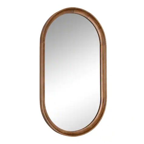 Kate and Laurel Hatherleigh Capsule Wall Mirror - 22x38 - On Sale - Bed Bath & Beyond - 37065013 Organic Modern Bathroom, Farmhouse Frames, Modern Transitional, Oval Mirror, Bold Style, Modern Accents, Rustic Brown, Accent Mirrors, Wood Glass