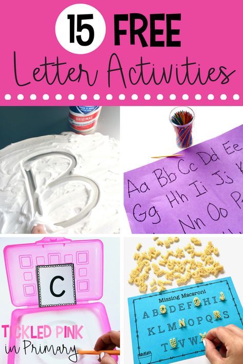 15 FREE Letter Activities to Help Students Learn the Alphabet Teaching Letter Recognition, Alphabet Activities Kindergarten, Alphabet Centers, Letter Recognition Activities, Kindergarten Letters, Learn The Alphabet, Alphabet Kindergarten, Kindergarten Centers, Teaching Letters